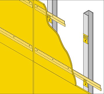 TS2000: fijación oculta sobre estructura de acero galvanizado